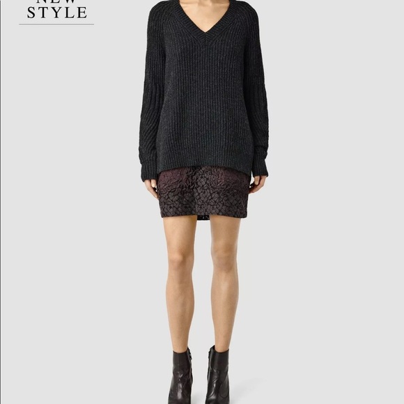 NWT All Saints Dark Purple Pencil Skirt - Picture 3 of 6